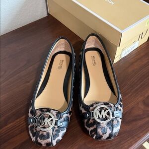 Michael Kors Animal Print Flats with Black Trim